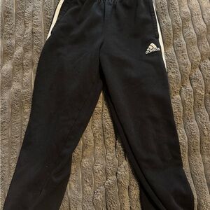 Adidas Kids Black Joggers with White Accents
